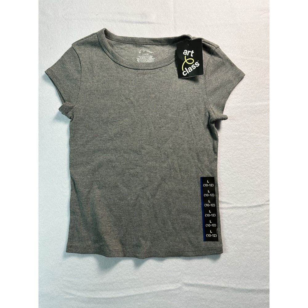 Art Class Youth, Large T-Shirt, Gray Short Sleeve Plain